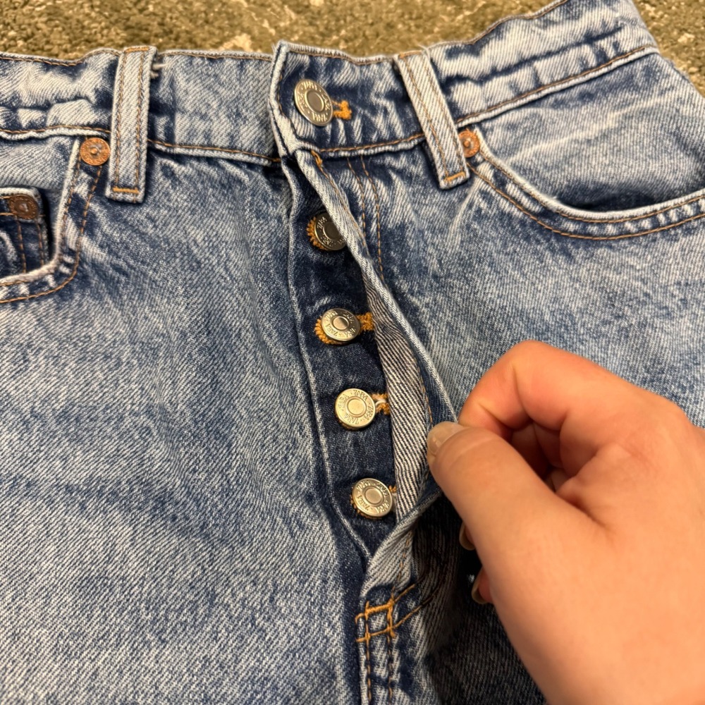 ZARA High Waisted Straight Leg Acid Wash Denim Jeans Women's Size 2 - Picture 2 of 6
